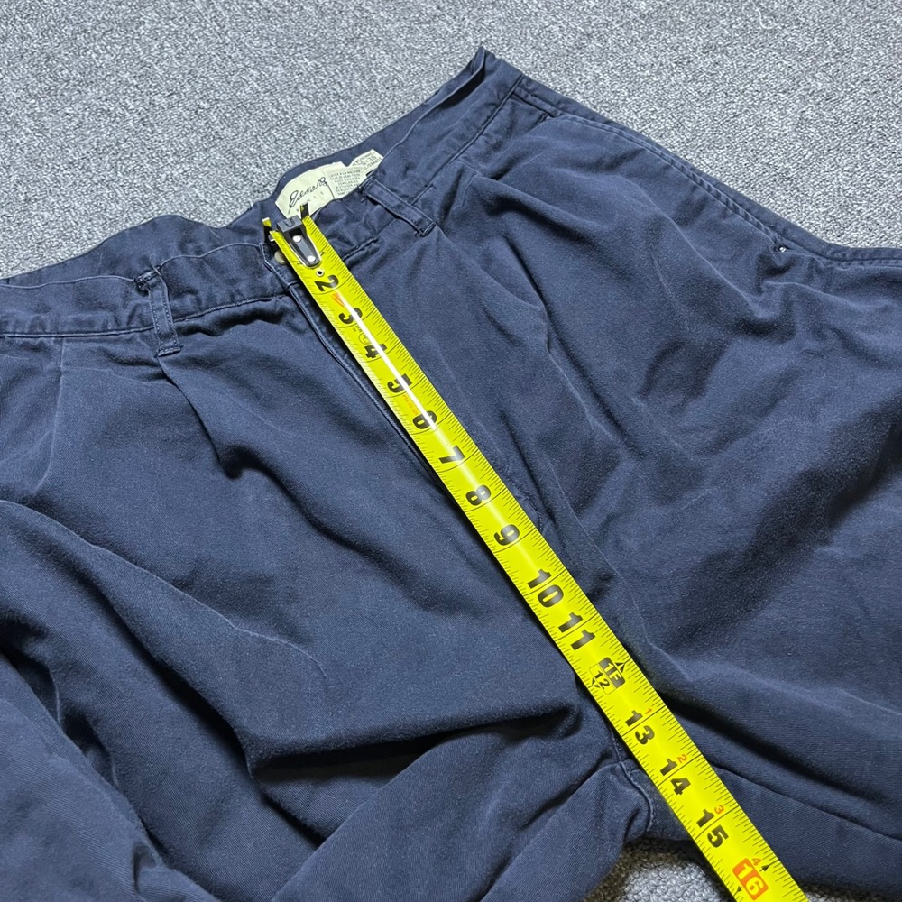 Vintage Eddie Bauer Chino Pants 36x36 Navy Blue Flannel Lined Pleated 90s Tall - Picture 4 of 7
